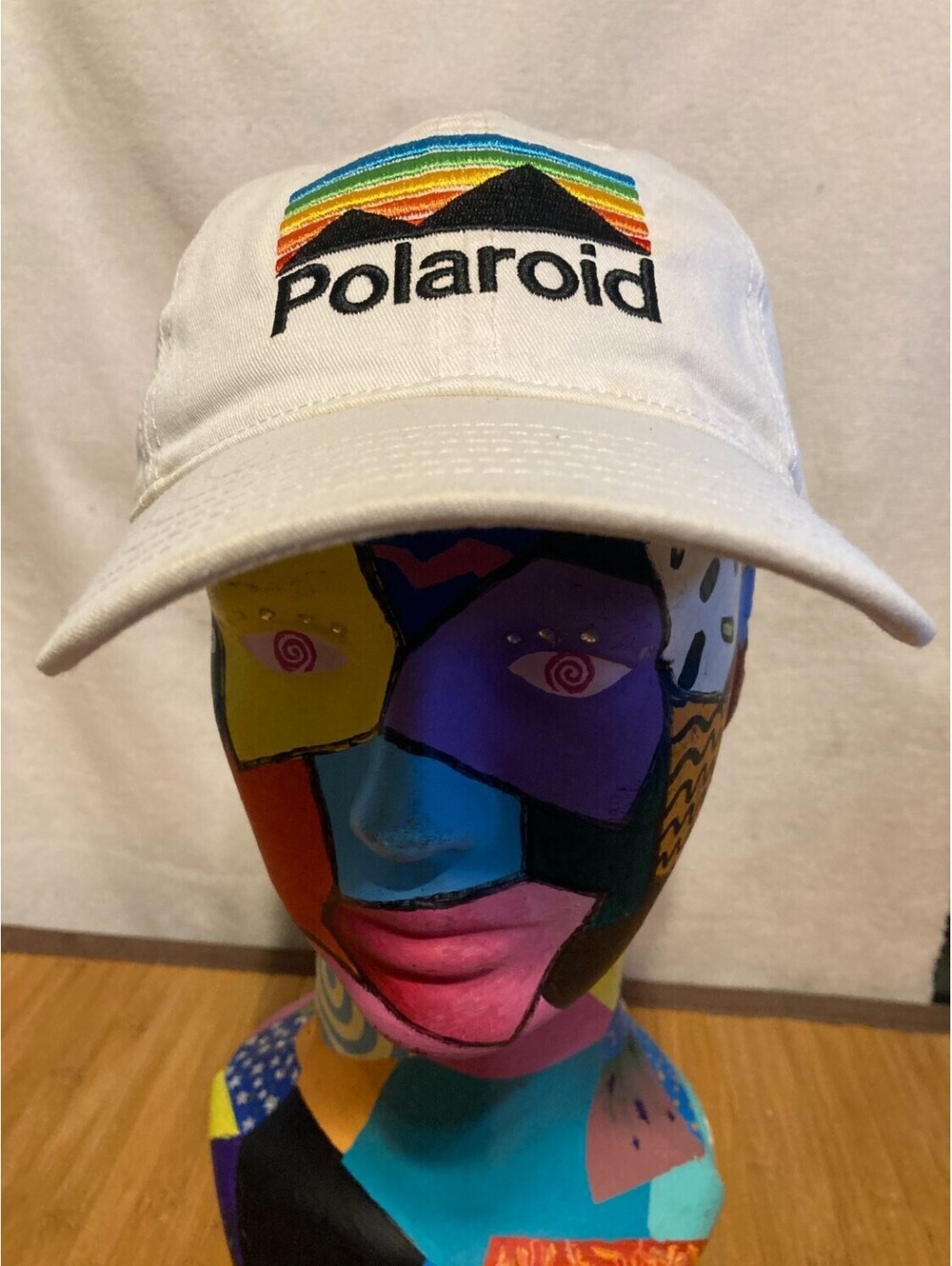 Polaroid Rainbow Spectrum Logo Hat Adjustable White Cotton 2021 RN0101531 Used